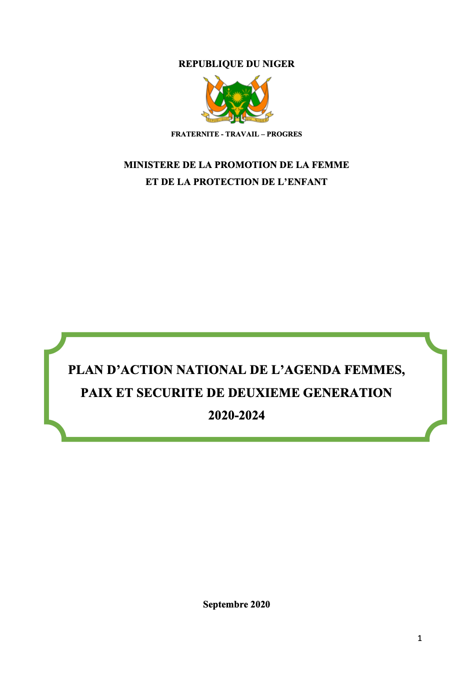 You are currently viewing Plan d’action national de l’agenda femmes, paix et securite de deuxieme generation 2020-2024